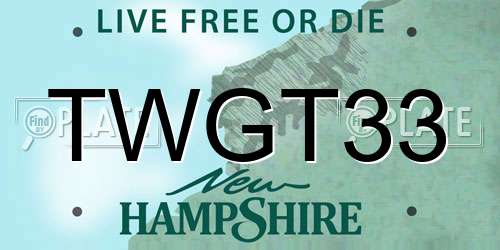 TWGT33 New Hampshire License Plate