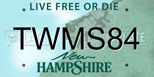 TWMS84 New Hampshire License Plate