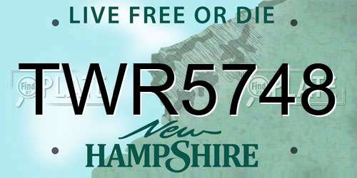 TWR5748 New Hampshire License Plate