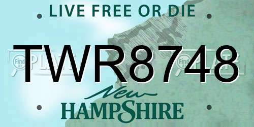 TWR8748 New Hampshire License Plate