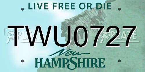 TWU0727 New Hampshire License Plate