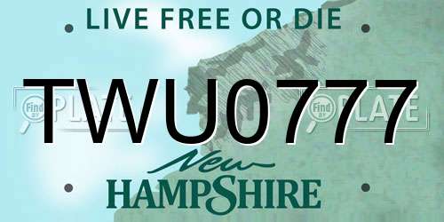 TWU0777 New Hampshire License Plate