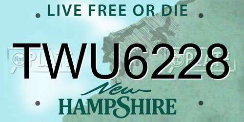 TWU6228 New Hampshire License Plate