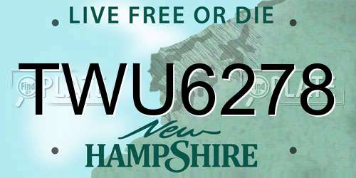 TWU6278 New Hampshire License Plate