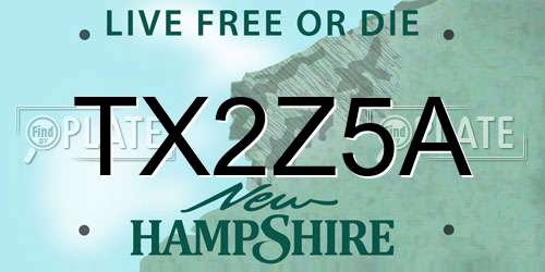 TX2Z5A New Hampshire License Plate