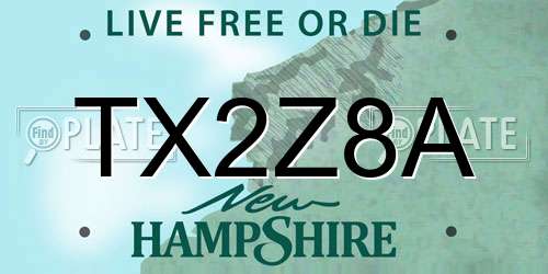 TX2Z8A New Hampshire License Plate
