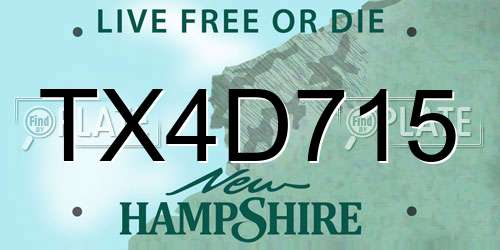 TX4D715 New Hampshire License Plate