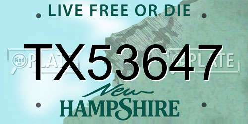 TX53647 New Hampshire License Plate