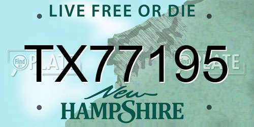 TX77195 New Hampshire License Plate