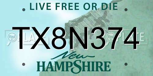 TX8N374 New Hampshire License Plate