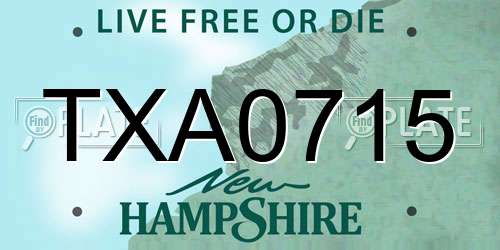 TXA0715 New Hampshire License Plate