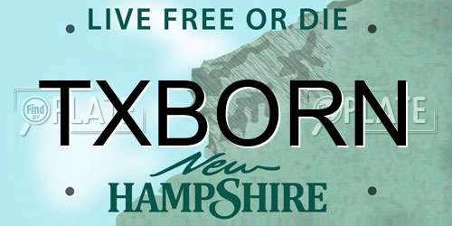 TXBORN New Hampshire License Plate
