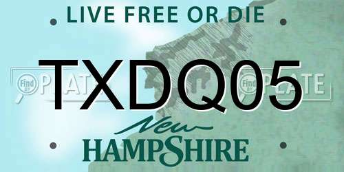 TXDQ05 New Hampshire License Plate