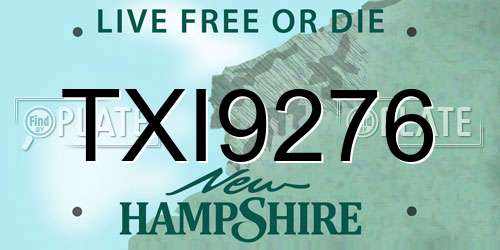 TXI9276 New Hampshire License Plate