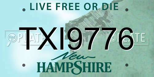 TXI9776 New Hampshire License Plate