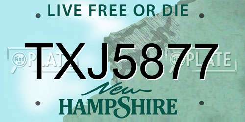 TXJ5877 New Hampshire License Plate