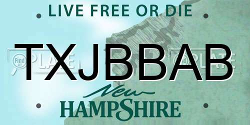 TXJBBAB New Hampshire License Plate