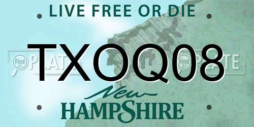 TXOQ08 New Hampshire License Plate