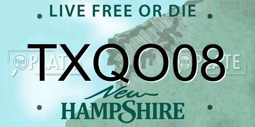 TXQO08 New Hampshire License Plate