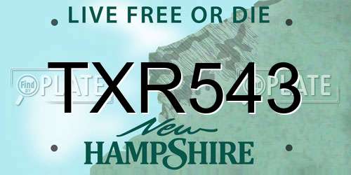 TXR543 New Hampshire License Plate