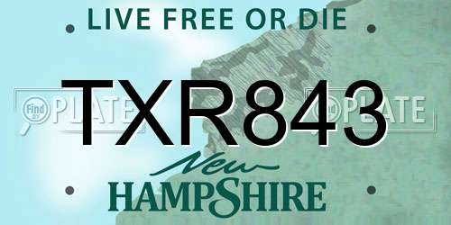 TXR843 New Hampshire License Plate