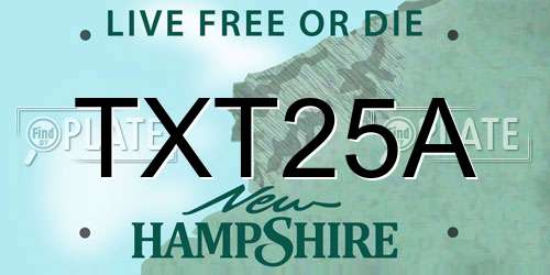 TXT25A New Hampshire License Plate