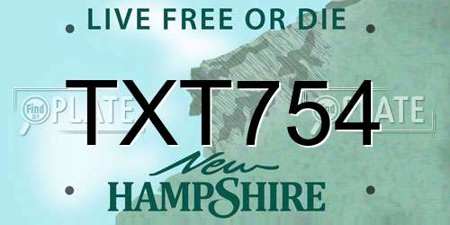 TXT754 New Hampshire License Plate