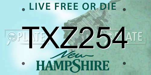 TXZ254 New Hampshire License Plate