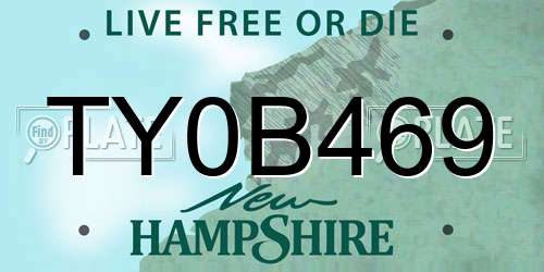 TY0B469 New Hampshire License Plate