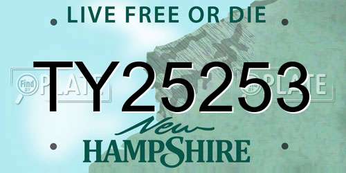 TY25253 New Hampshire License Plate