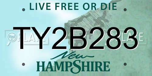 TY2B283 New Hampshire License Plate
