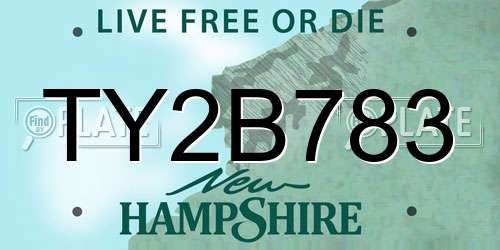 TY2B783 New Hampshire License Plate