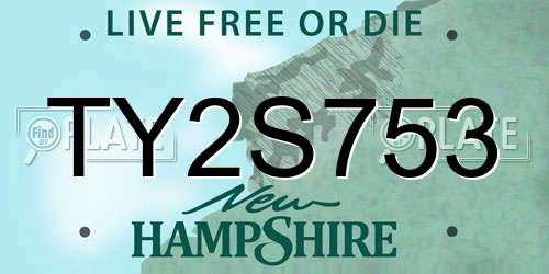 TY2S753 New Hampshire License Plate
