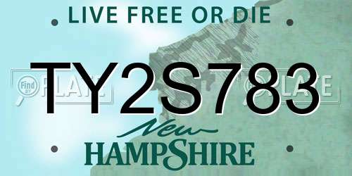 TY2S783 New Hampshire License Plate