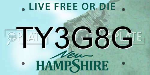TY3G8G New Hampshire License Plate