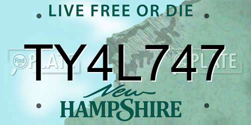 TY4L747 New Hampshire License Plate