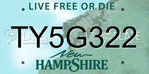 TY5G322 New Hampshire License Plate