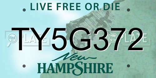 TY5G372 New Hampshire License Plate