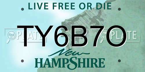 TY6B7O New Hampshire License Plate