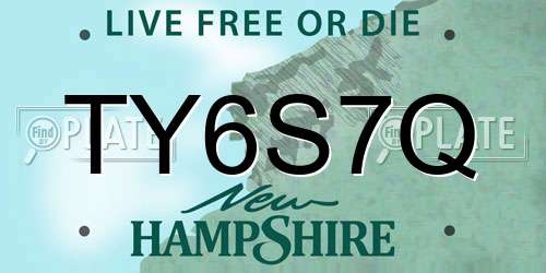 TY6S7Q New Hampshire License Plate