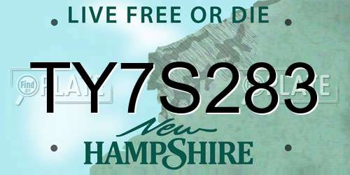 TY7S283 New Hampshire License Plate