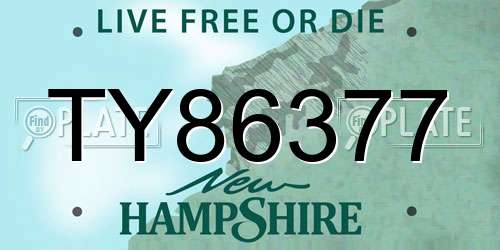 TY86377 New Hampshire License Plate