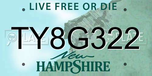 TY8G322 New Hampshire License Plate