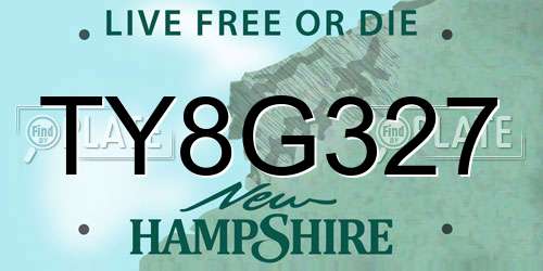 TY8G327 New Hampshire License Plate