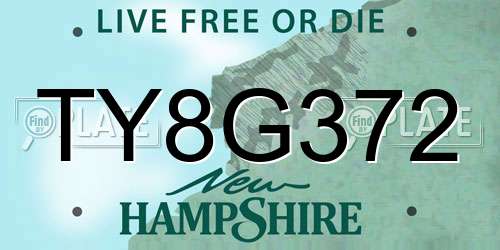 TY8G372 New Hampshire License Plate