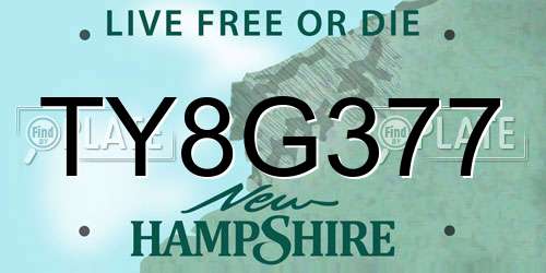 TY8G377 New Hampshire License Plate