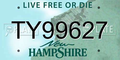 TY99627 New Hampshire License Plate