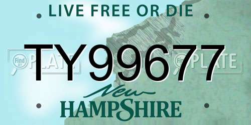 TY99677 New Hampshire License Plate