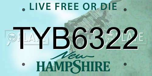 TYB6322 New Hampshire License Plate