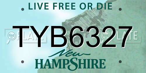 TYB6327 New Hampshire License Plate